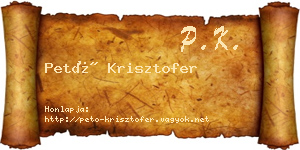 Pető Krisztofer névjegykártya